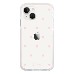 iPhone14 クッションバンパー 耐衝撃クリアケース スウィートハート ピンク