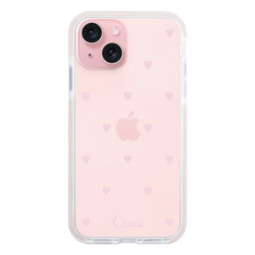 iPhone15 クッションバンパー 耐衝撃クリアケース スウィートハート ピンク