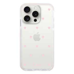 iPhone15ProMax クッションバンパー 耐衝撃クリアケース スウィートハート ピンク
