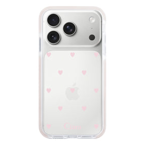 iPhone17Pro クッションバンパー 耐衝撃クリアケース スウィートハート ピンク