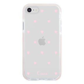 iPhone7Plus/8Plus クッションバンパー 耐衝撃クリアケース スウィートハート ピンク
