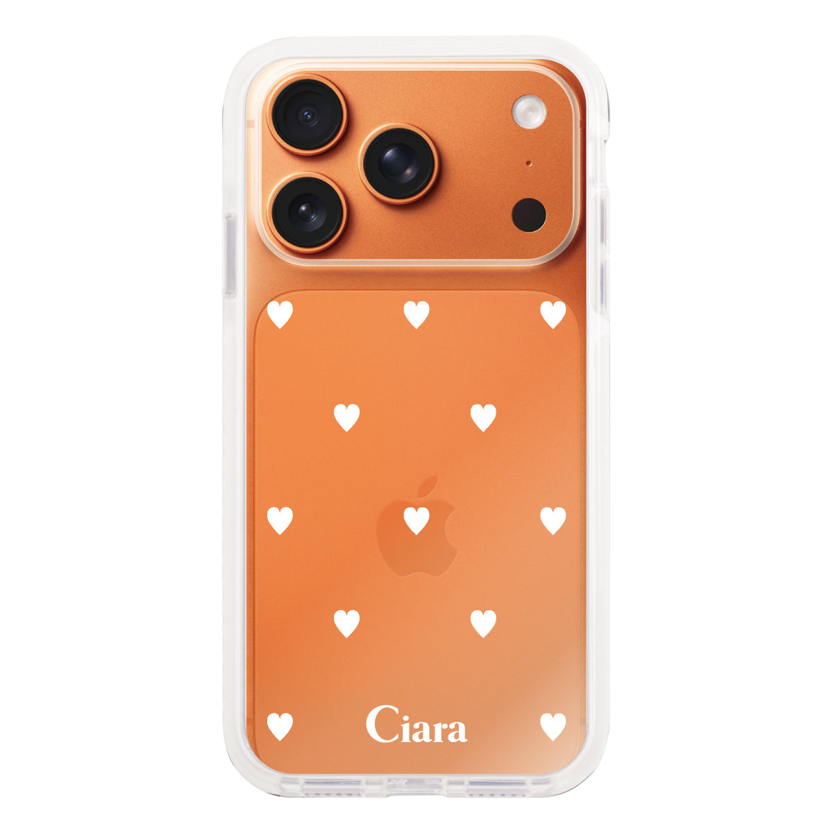 iPhone17ProMax クッションバンパー 耐衝撃クリアTPUケース スウィートハート ホワイト