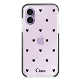 iPhone17 クッションバンパー 耐衝撃クリアTPUケース スウィートハート ブラック