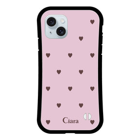 iPhone15Plus グリップ 耐衝撃ケース スウィートハート ピンク