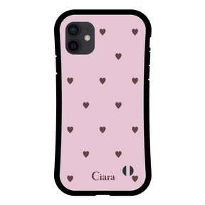 iPhoneXR グリップ 耐衝撃ケース スウィートハート ピンク
