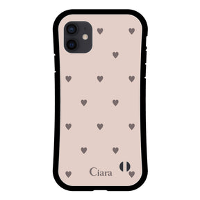 iPhoneXR グリップ 耐衝撃ケース スウィートハート ベージュ