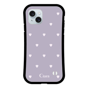iPhone15Plusケース グリップ 耐衝撃ケース スウィートハート パープル