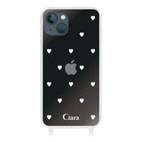 iPhone13mini ストラップクリアケース スウィートハート ホワイト