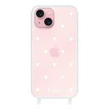 iPhone15 ストラップクリアケース スウィートハート ホワイト