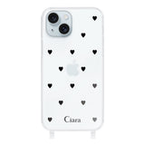 iPhone15Plus ストラップクリアケース スウィートハート ブラック