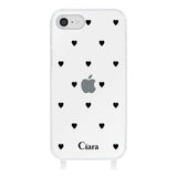 iPhone7/8/SE2/SE3 ストラップクリアケース スウィートハート ブラック