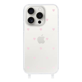 iPhone15ProMax ストラップクリアケース スウィートハート ピンク