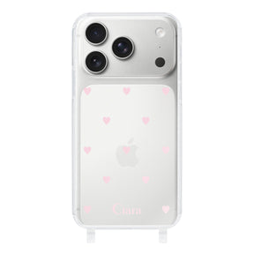 iPhone17Pro ストラップクリアケース スウィートハート ピンク