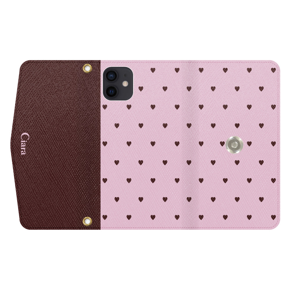 iPhoneXRケース 手帳型カード収納レザーケース スウィートハート ピンク