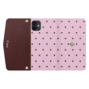 iPhoneXRケース 手帳型カード収納レザーケース スウィートハート ピンク