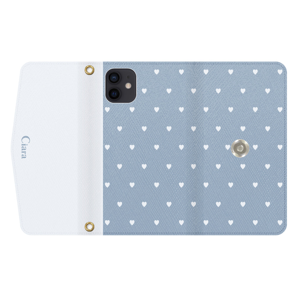 iPhoneXRケース 手帳型カード収納レザーケース スウィートハート ブルー