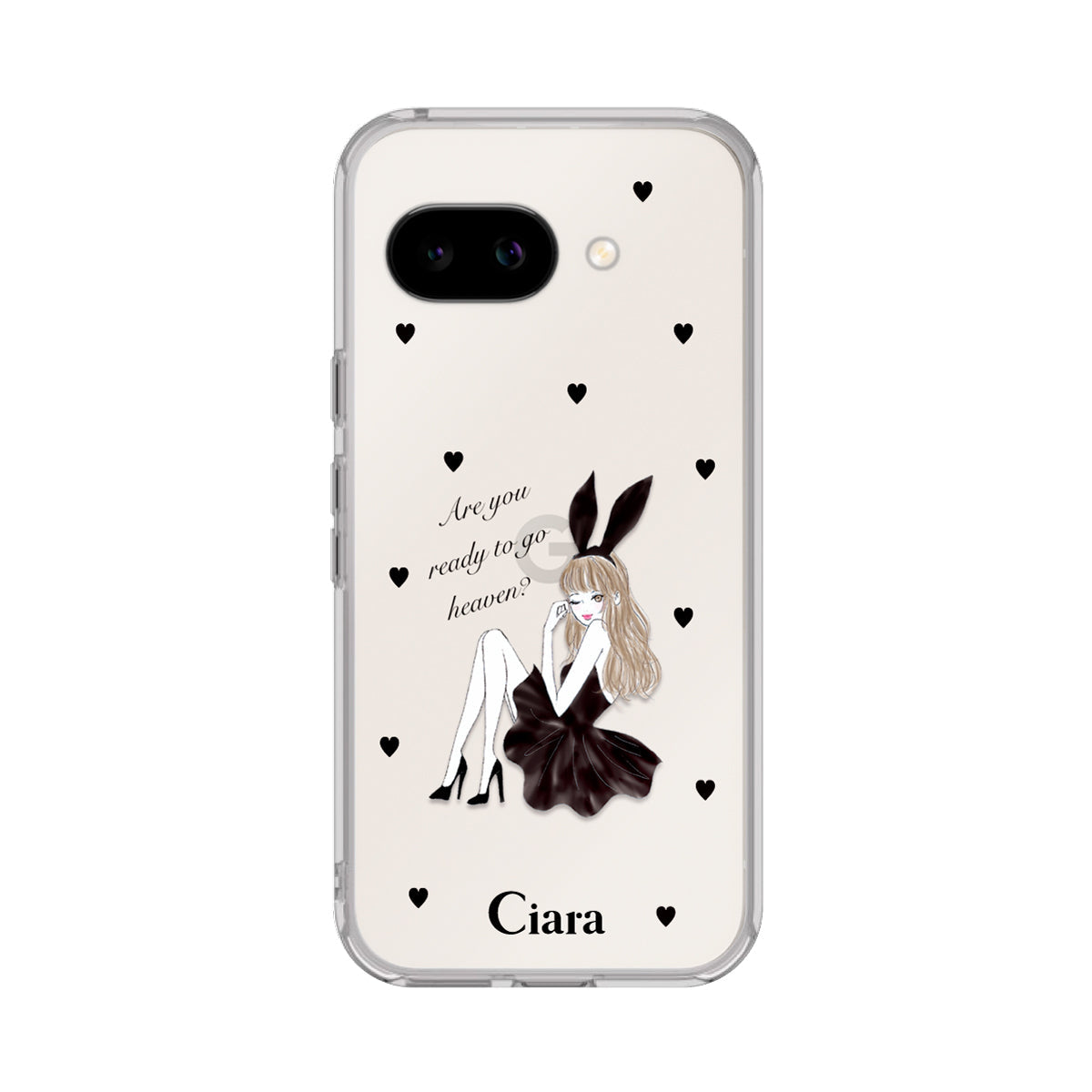 GooglePixel9a クリアケース ブラックバニー クリア