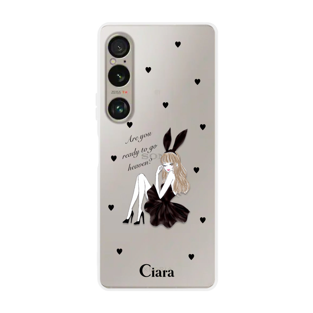 Xperia1VIケース クリアケース ブラックバニー クリア