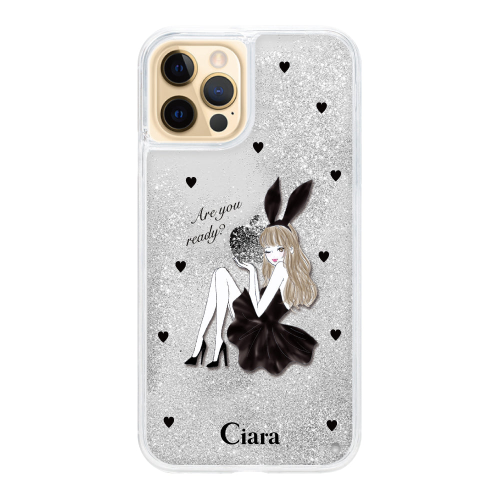 グリッター ブラック iPhoneケース iPhoneケース】 グリッター BLACK BUNNY(ブラックバニー