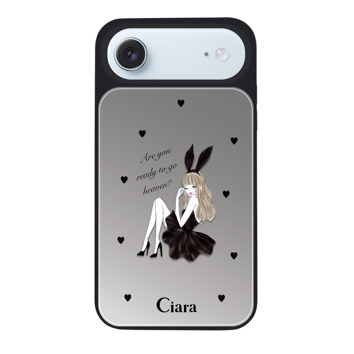 iPhoneAir ミラーバンパー ミラー付きケース ブラックバニー シルバー