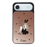 iPhoneAir ミラーバンパー ミラー付きケース ブラックバニー ピンクゴールド
