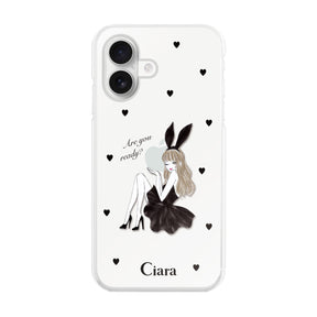 iPhone16 ハイブリッド クリアケース ブラックバニー クリア