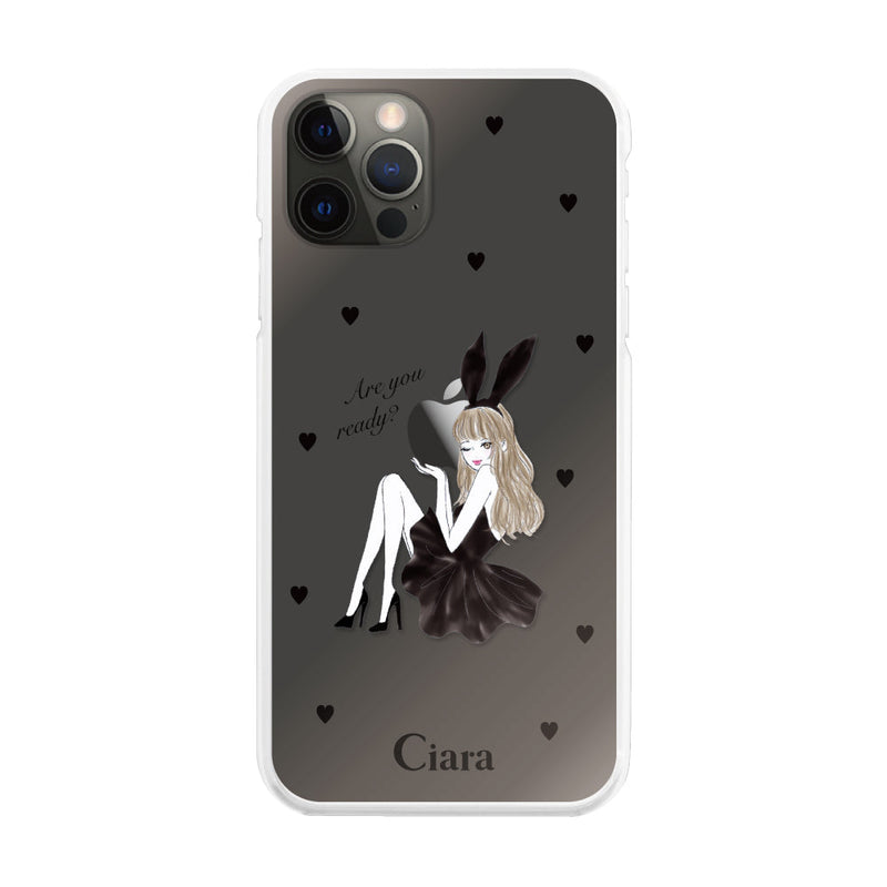 iPhoneケース ハイブリッド クリアケース ブラックバニー