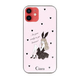 iPhoneXR ガラス 強化ガラスケース ブラックバニー ピンク