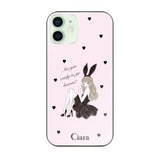 iPhone12mini ガラス 強化ガラスケース ブラックバニー ピンク