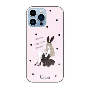 iPhone13ProMax ガラス 強化ガラスケース ブラックバニー ピンク