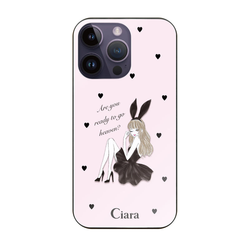 iPhoneケース ガラス 強化ガラスケース ブラックバニー