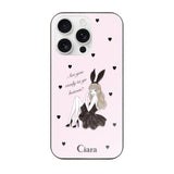 iPhone16ProMax ガラス 強化ガラスケース ブラックバニー ピンク