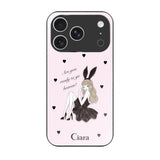 iPhone17Pro ガラス 強化ガラスケース ブラックバニー ピンク