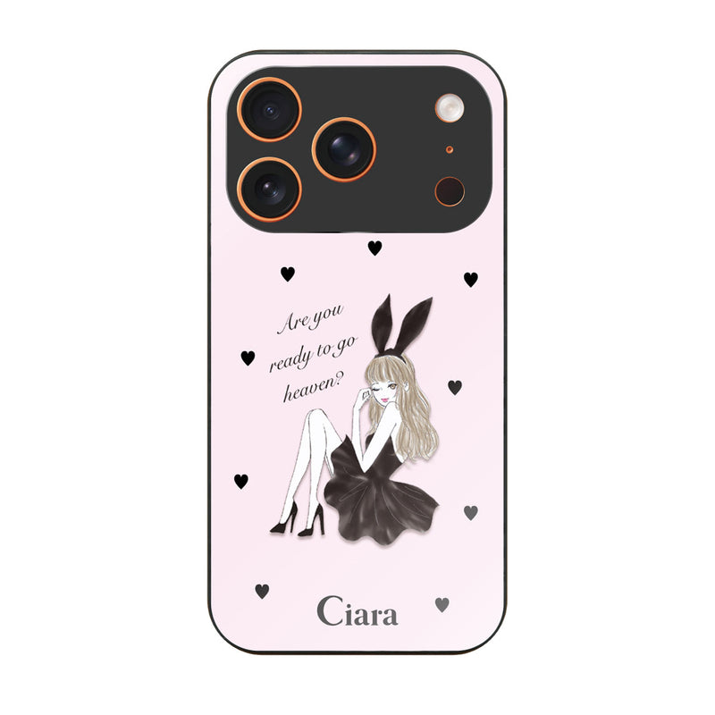 iPhoneケース ガラス 強化ガラスケース ブラックバニー
