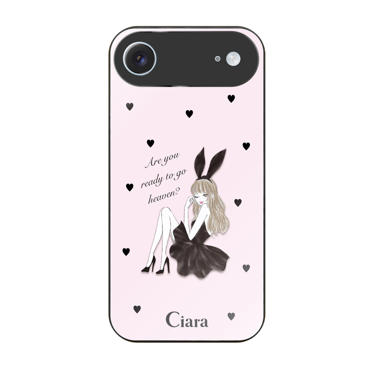 iPhoneAir ガラス 強化ガラスケース ブラックバニー ピンク