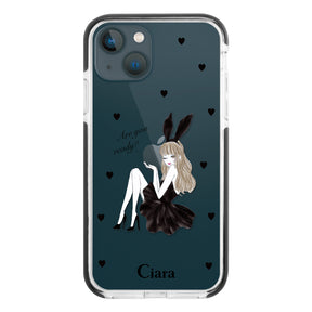 iPhone13mini クッションバンパー 耐衝撃クリアケース ブラックバニー クリア