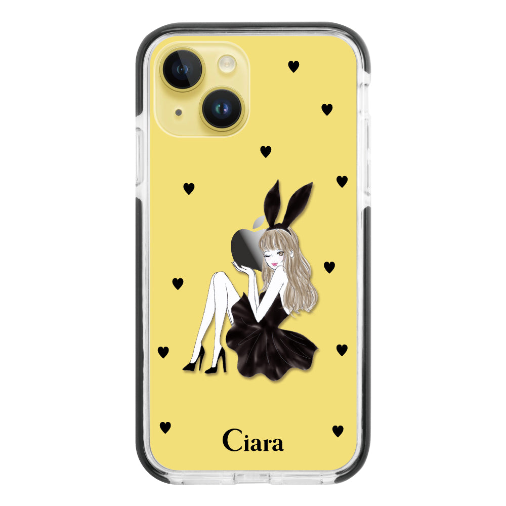 iPhone14Plus クッションバンパー 耐衝撃クリアケース ブラックバニー クリア