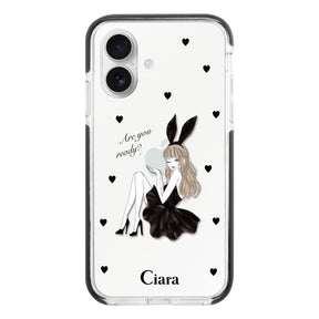 iPhone16 クッションバンパー 耐衝撃クリアケース ブラックバニー クリア