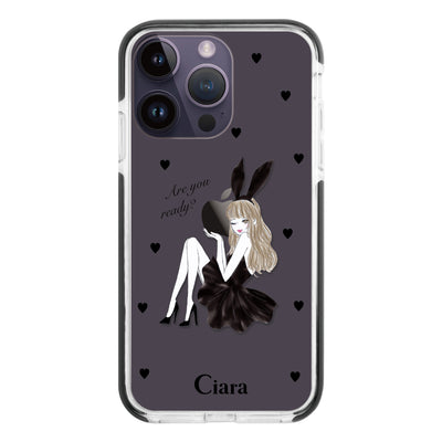 iPhoneケース クッションバンパー 耐衝撃クリアケース ブラックバニー