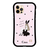 iPhoneX/XS グリップ 耐衝撃ケース ブラックバニー ピンク