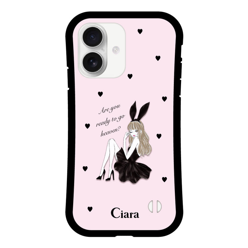 iPhoneケース グリップ 耐衝撃ケース ブラックバニー
