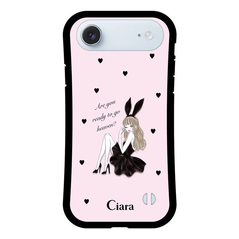 iPhoneケース グリップ 耐衝撃ケース ブラックバニー