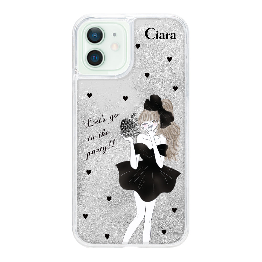 グリッター ブラック iPhoneケース iPhoneケース】 グリッター BLACK RIBBON(ブラックリボン
