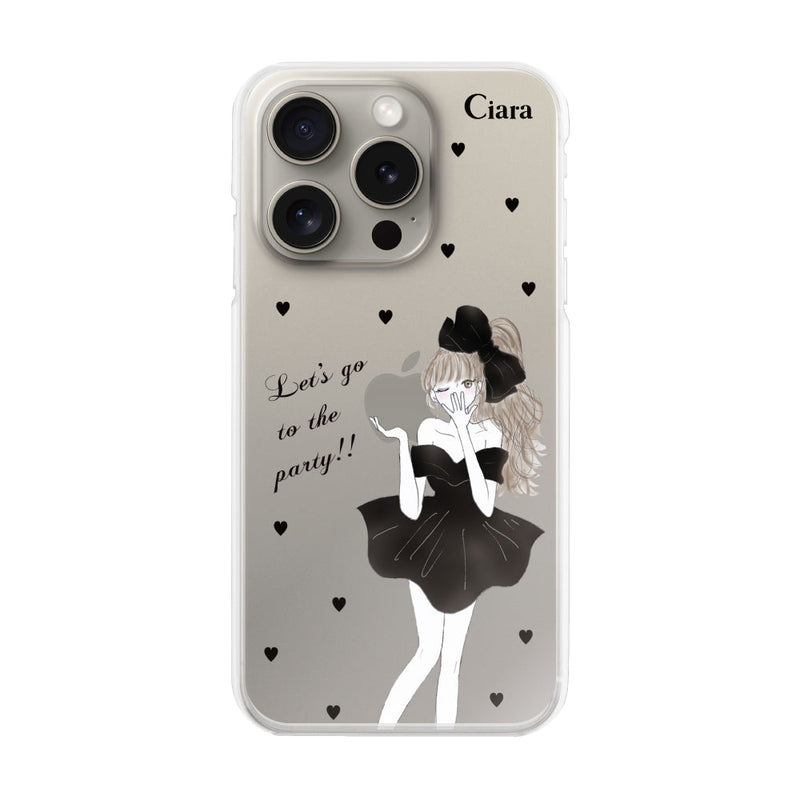 iPhoneケース ハイブリッド クリアケース ブラックリボン