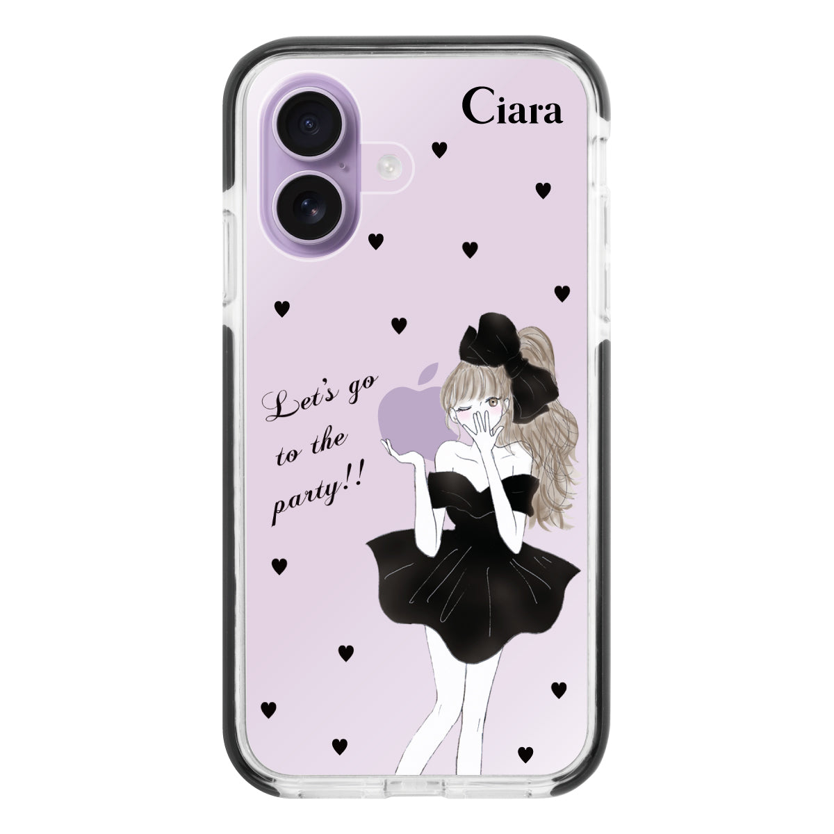 iPhone17 クッションバンパー 耐衝撃クリアケース ブラックリボン クリア