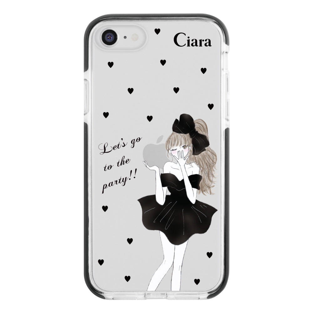 iPhoneSE2/SE3 クッションバンパー 耐衝撃クリアケース ブラックリボン クリア