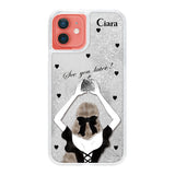 iPhone11 グリッター オイルクリアケース ブラックバックショット シルバー