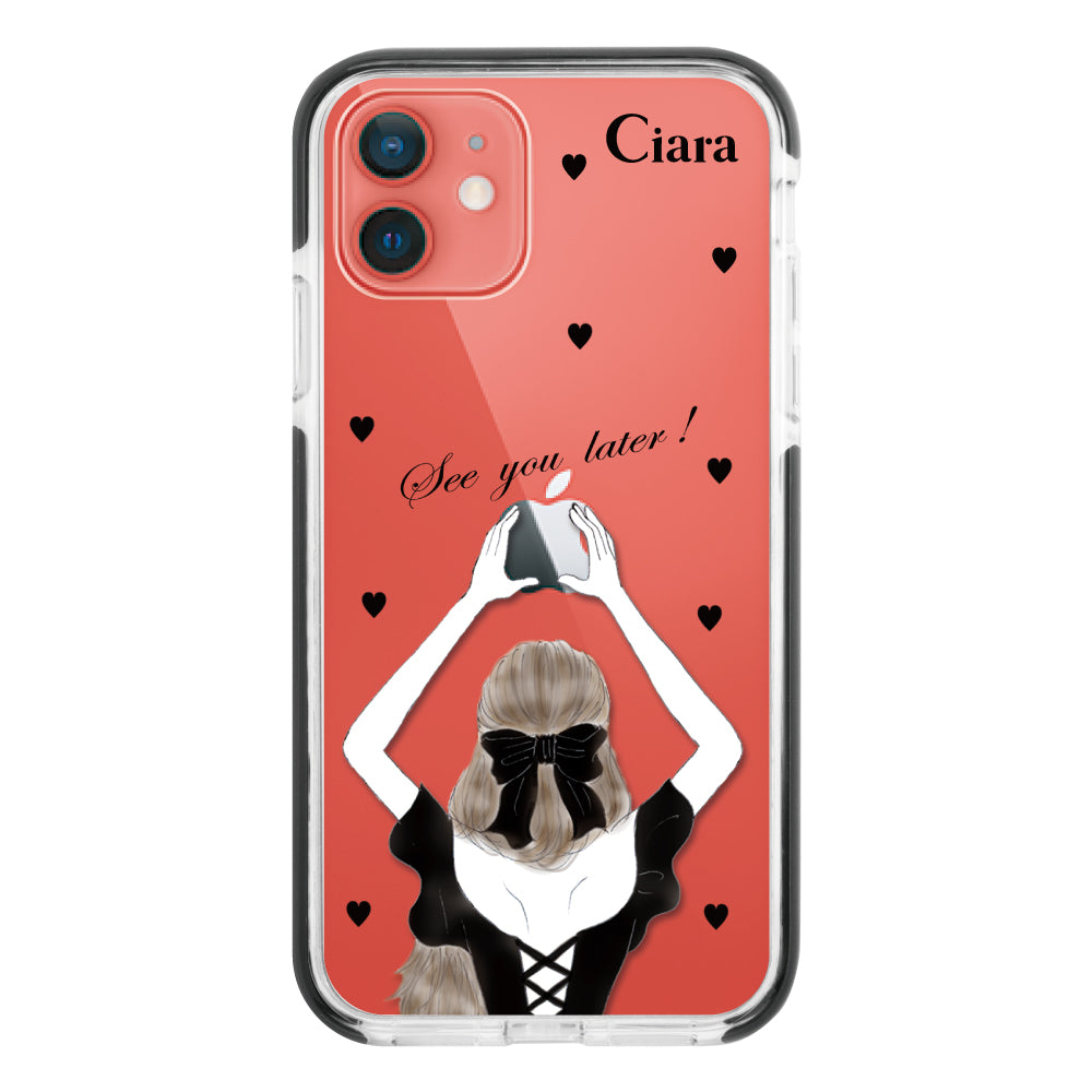 iPhone11 クッションバンパー 耐衝撃クリアケース ブラックバックショット ブラック