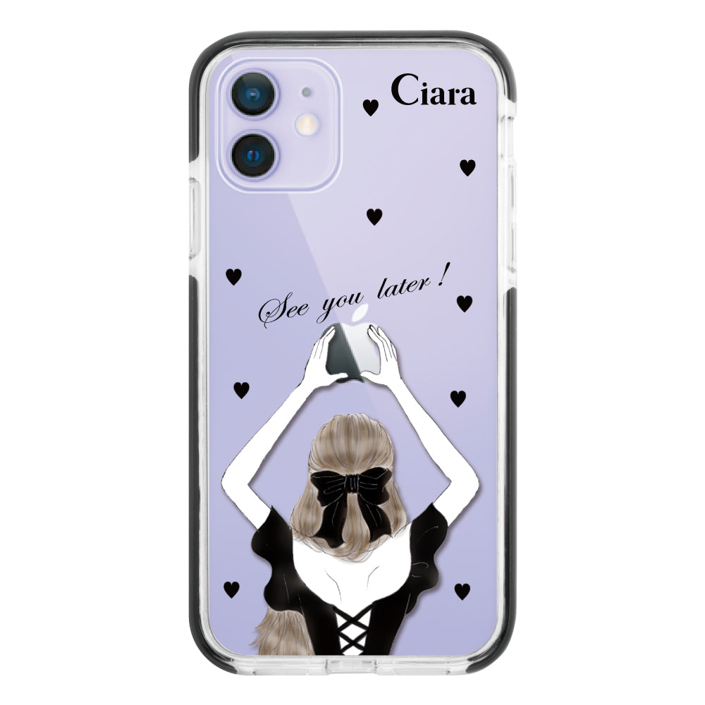 iPhone12/12Pro クッションバンパー 耐衝撃クリアケース ブラックバックショット ブラック