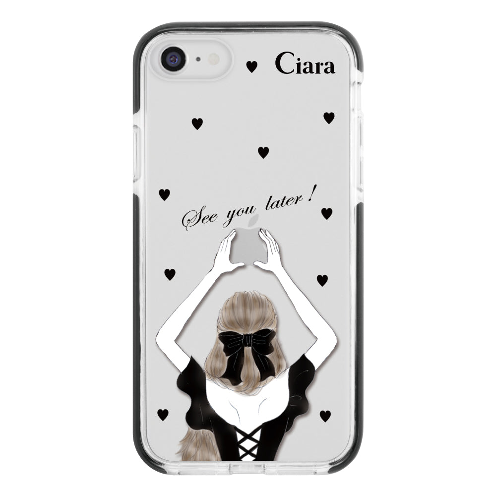 iPhoneSE2/SE3 クッションバンパー 耐衝撃クリアケース ブラックバックショット ブラック